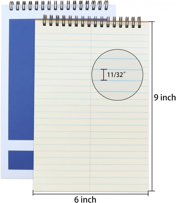 Steno Pads,6 Pack Notepads 6x9 Inches,80 Sheets White Paper Gregg Rule Steno Notebooks for Writing Notes in School, University, College, Office