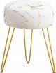 Vanity Stool, White Vanity Stools for Makeup Room, Round Ottoman Foot Stool, Velvet Footrest Vanity Chair for Bathroom Vanity, Bedroom, Living Room, Entryway, Offices