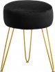 Vanity Stool, Black Vanity Stools for Makeup Room, Round Ottoman Foot Stool, Velvet Footrest Vanity Chair for Bathroom Vanity, Bedroom, Living Room, Entryway, Offices