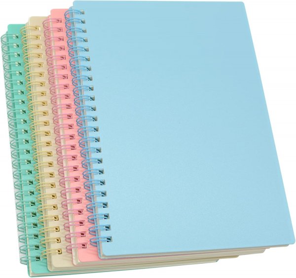 Spiral Notebook, 4 Pcs 8.3 Inch x 5.9 Inch A5 Thick Plastic Hardcover 7mm College Ruled 4 Color 80 Sheets -160 Pages Journals for Study and Notes (4)