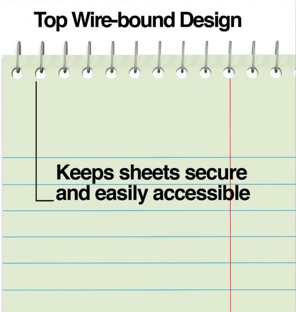 Notebooks, Top Bound Spiral Steno Book - Gregg Ruled, Green Tint, 80 Sheets Per Notepad - 6 x 9 Inch - Great for Note-taking and Making to-do Lists - 6 Pack