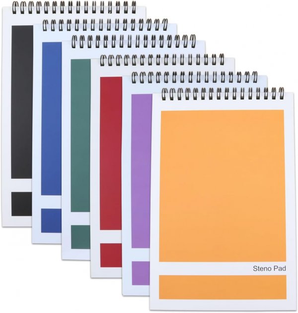 Steno Pads,6 Pack Notepads 6x9 Inches,80 Sheets White Paper Gregg Rule Steno Notebooks for Writing Notes in School, University, College, Office